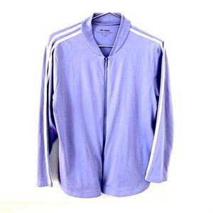 VICKI WAYNE Lavender Zipper Matching Set with V Neck Top, Vintage Track Jacket